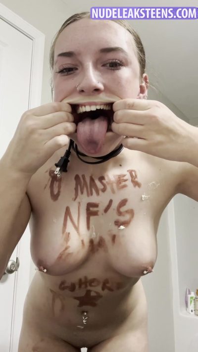 Star O- Bare cumrag displaying her degrading marker writing as the worthless slave bitch she is