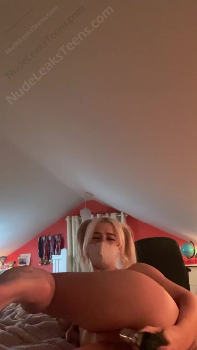 Abigail Leggat – She teases her clit with the dildo before insterting it making her moan