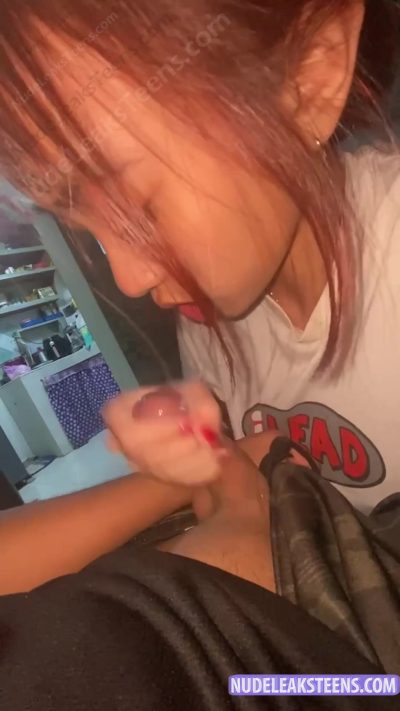 Cailin B – She sucks on boyfriend before giving him handjob, as she wants him to cum badly